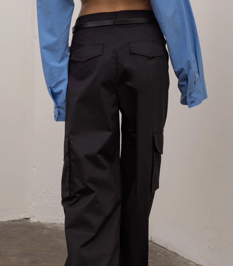 Moon River | Pleated Cotton Cargo Trousers