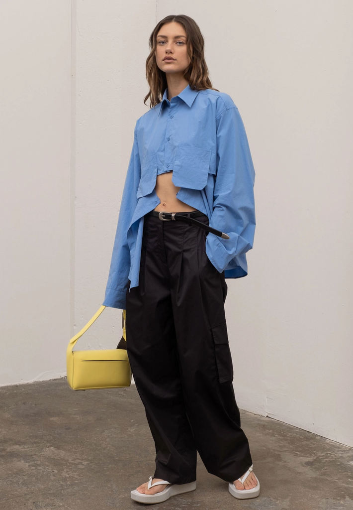 Moon River | Pleated Cotton Cargo Trousers