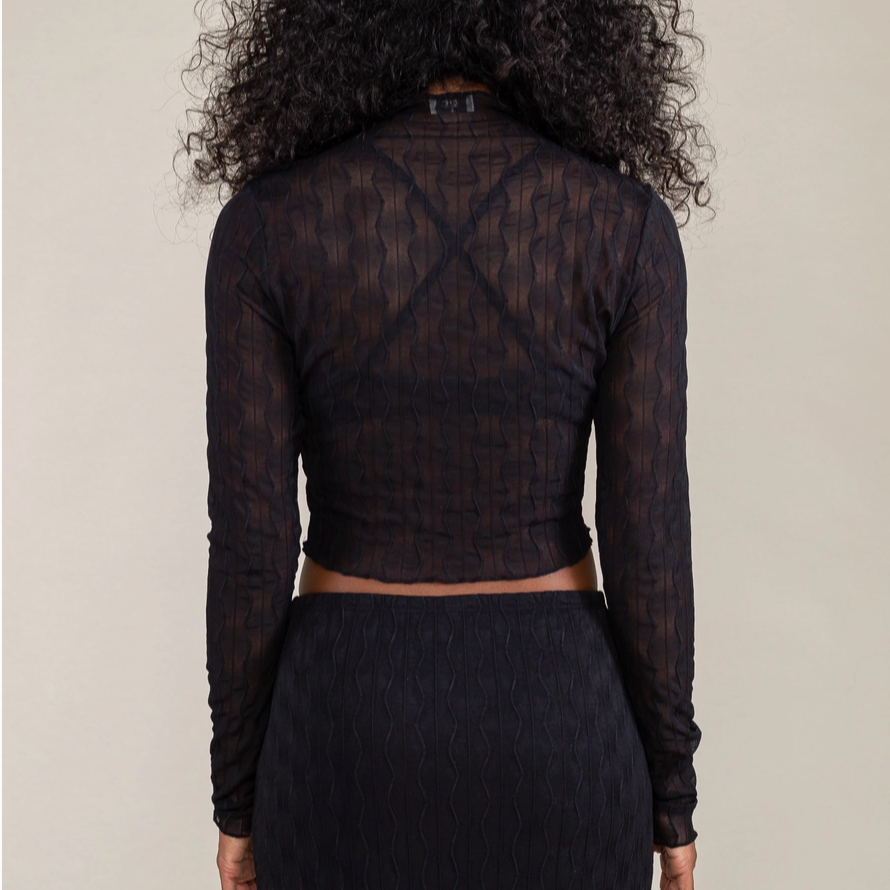 NLT | Jacquard Semi-Sheer Top in Black