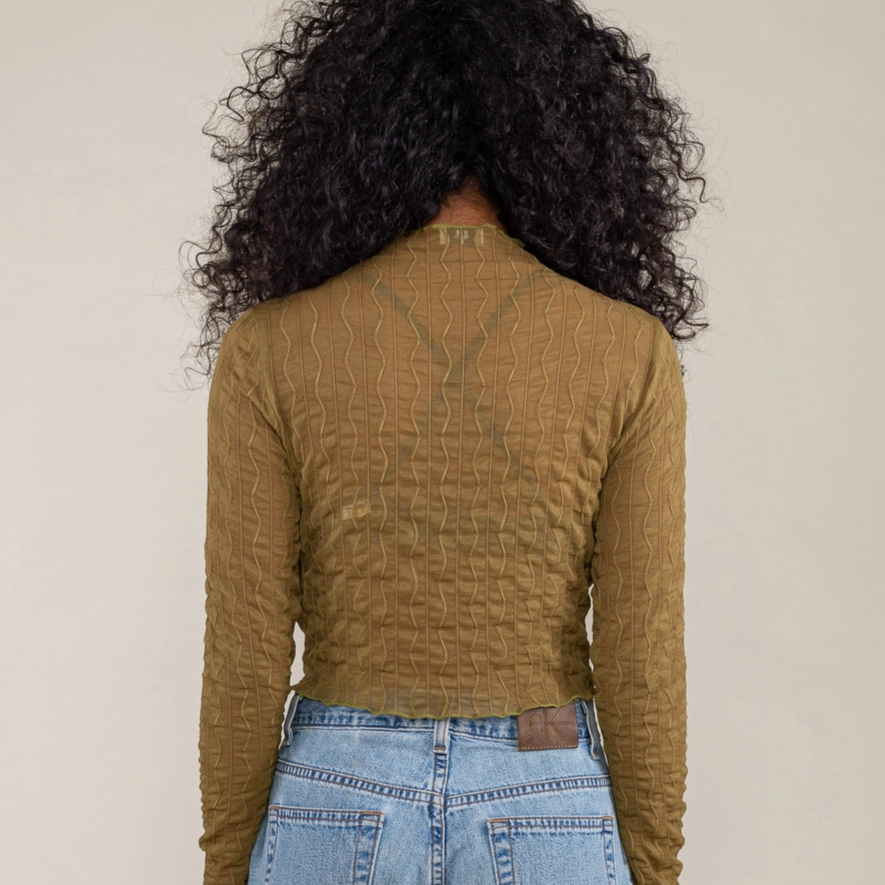 NLT | Jacquard Semi-Sheer Top in Olive