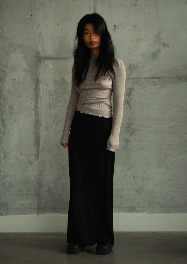 Pradegal | Aila Wool + Silk Top in Taupe