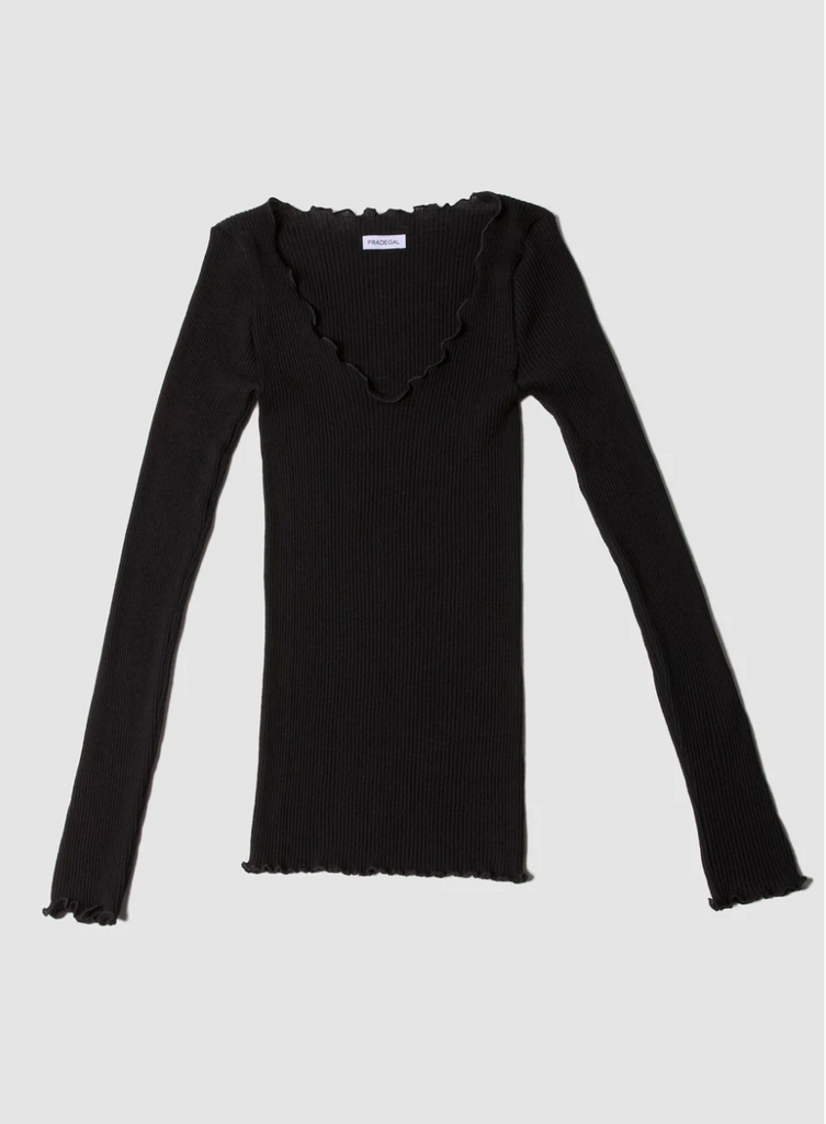 Pradegal | Aila Wool + Silk Top in Black