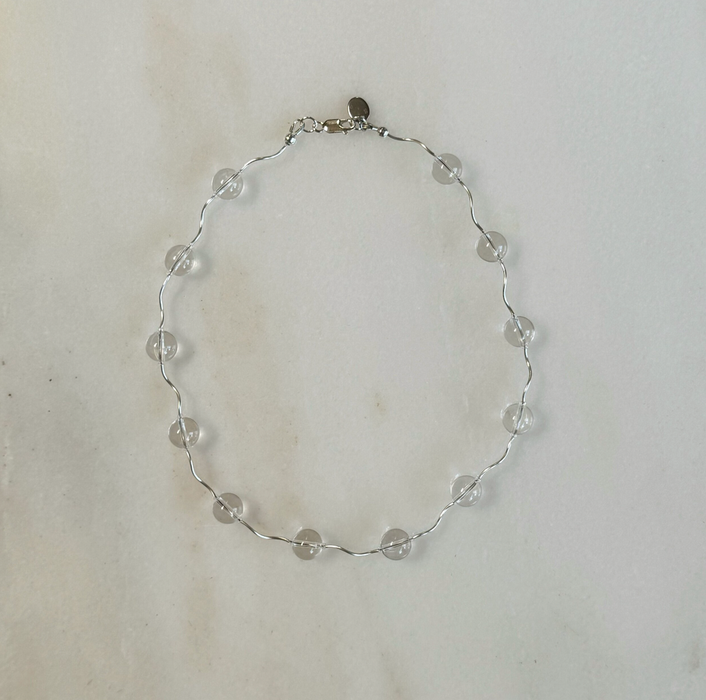 Sea + Pattern | Tube Necklace in Clear/Silver