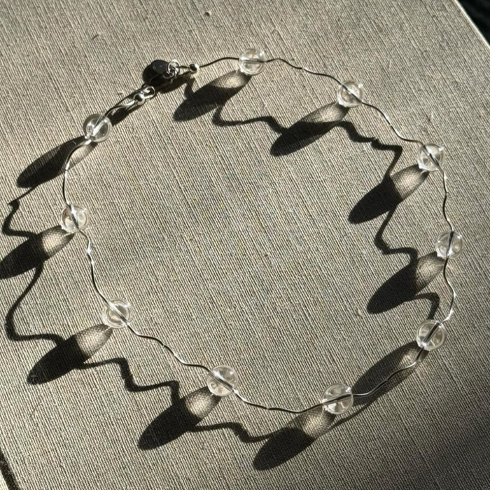 Sea + Pattern | Tube Necklace in Clear/Silver