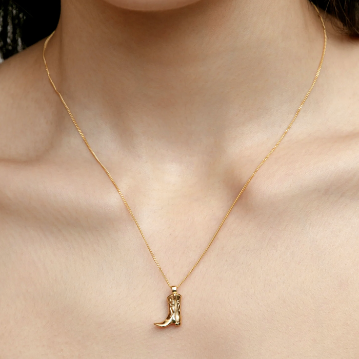 Wolf Circus | Cowboy Boot Charm Necklace in Gold