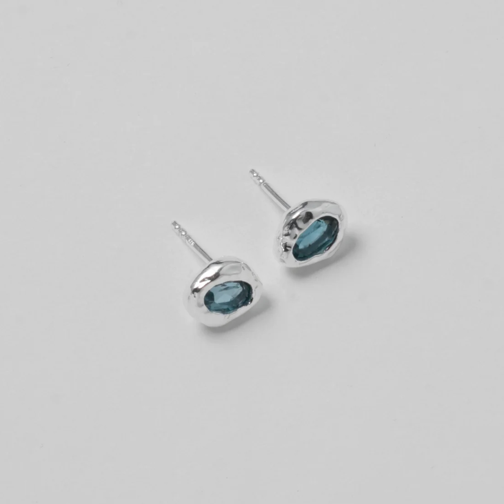 Wolf Circus | Cora Blue Topaz Studs in Silver - Hey Jude