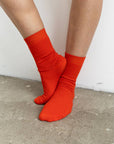 Bondoodle - Everyday Cotton Crew Socks in Tomato Red - Hey Jude