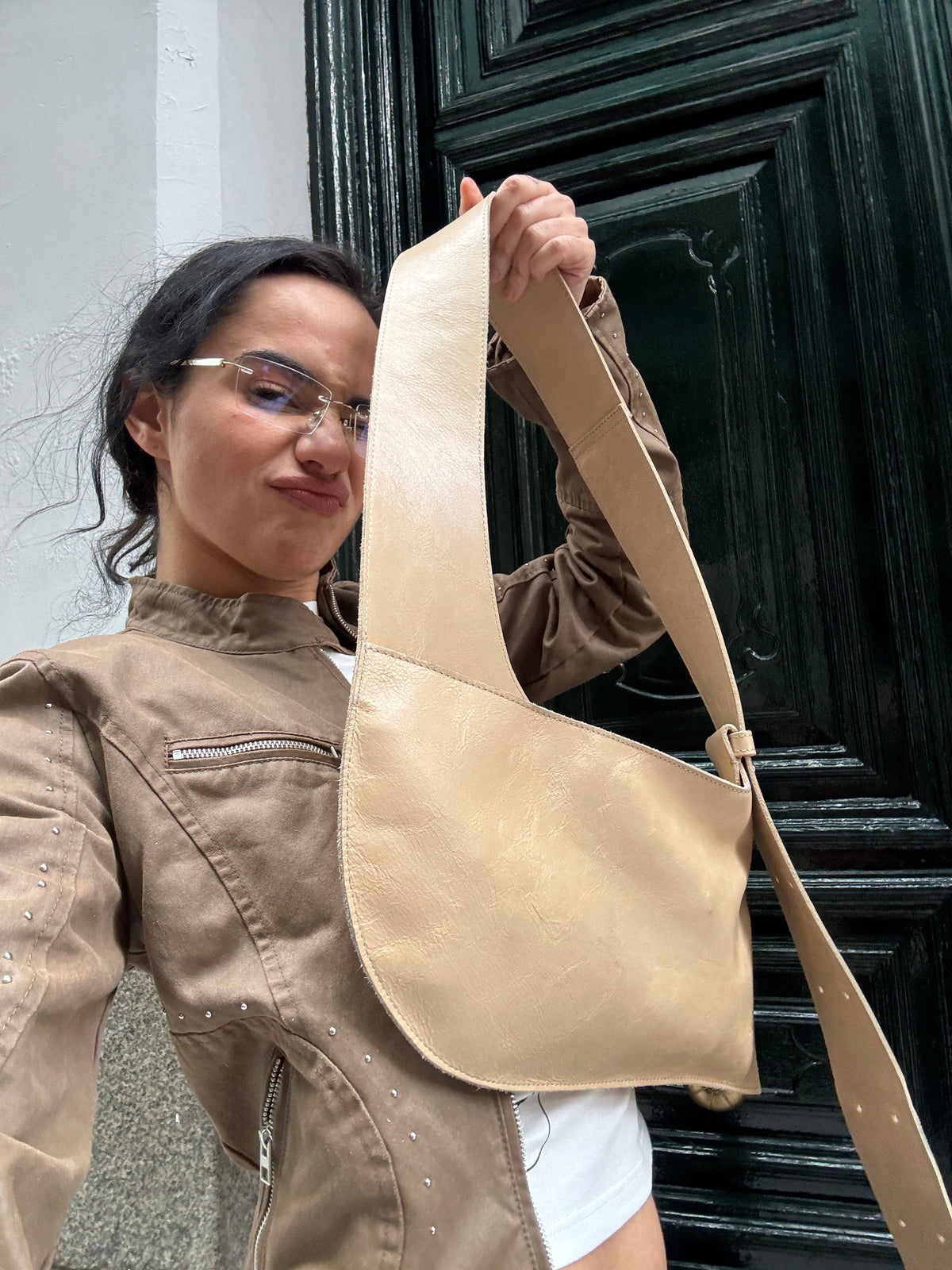 Mas1 | Bruna Leather Crossbody in Crema