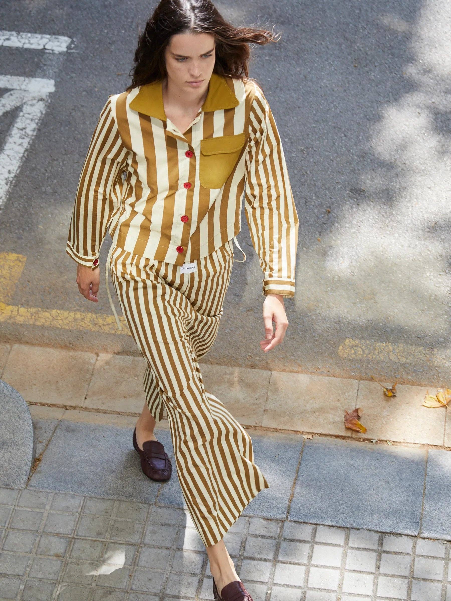 Carmen Says | Caramel Striped Cotton Pant