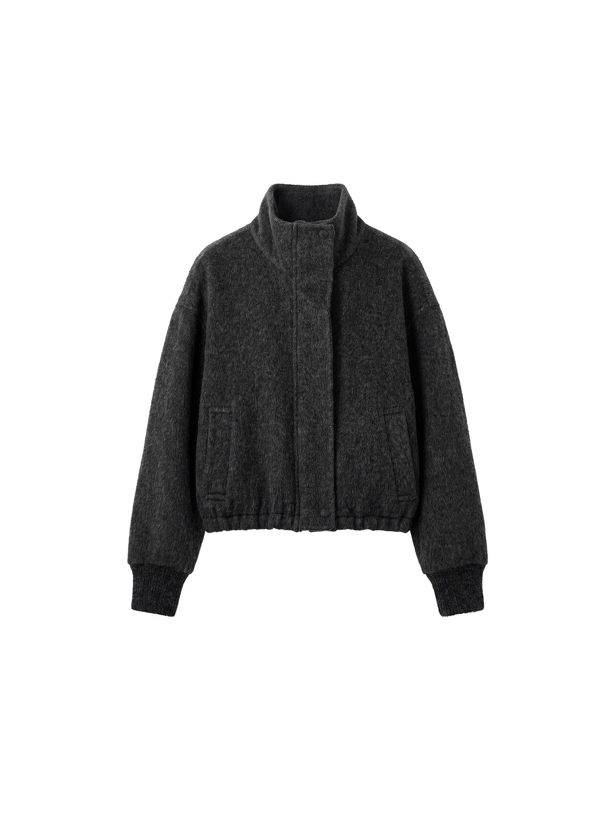 CUBIC | Relaxed Wool Cropped Jacket in Dark Grey