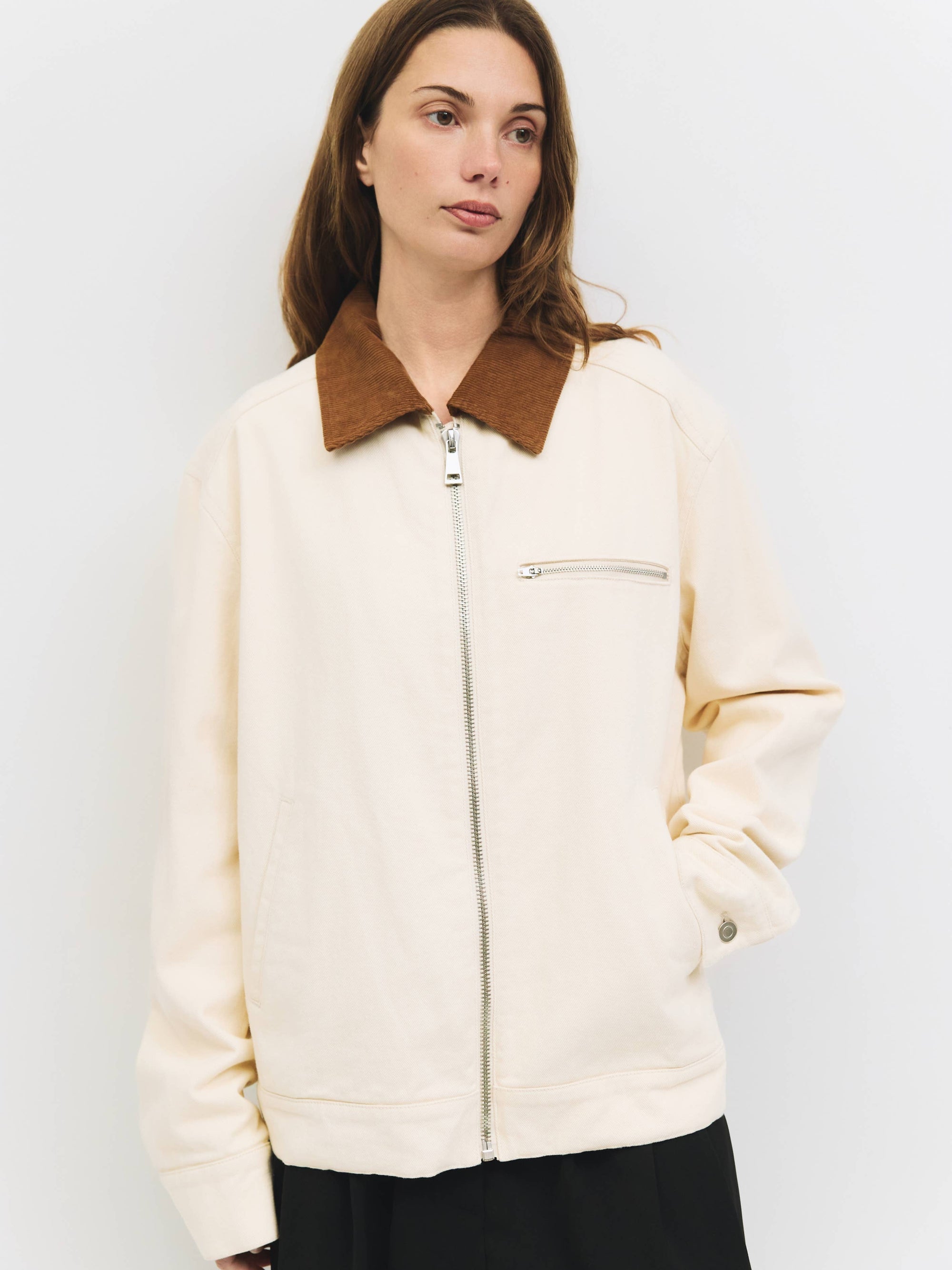All Row | Cream Cotton Twill Utility Jacket