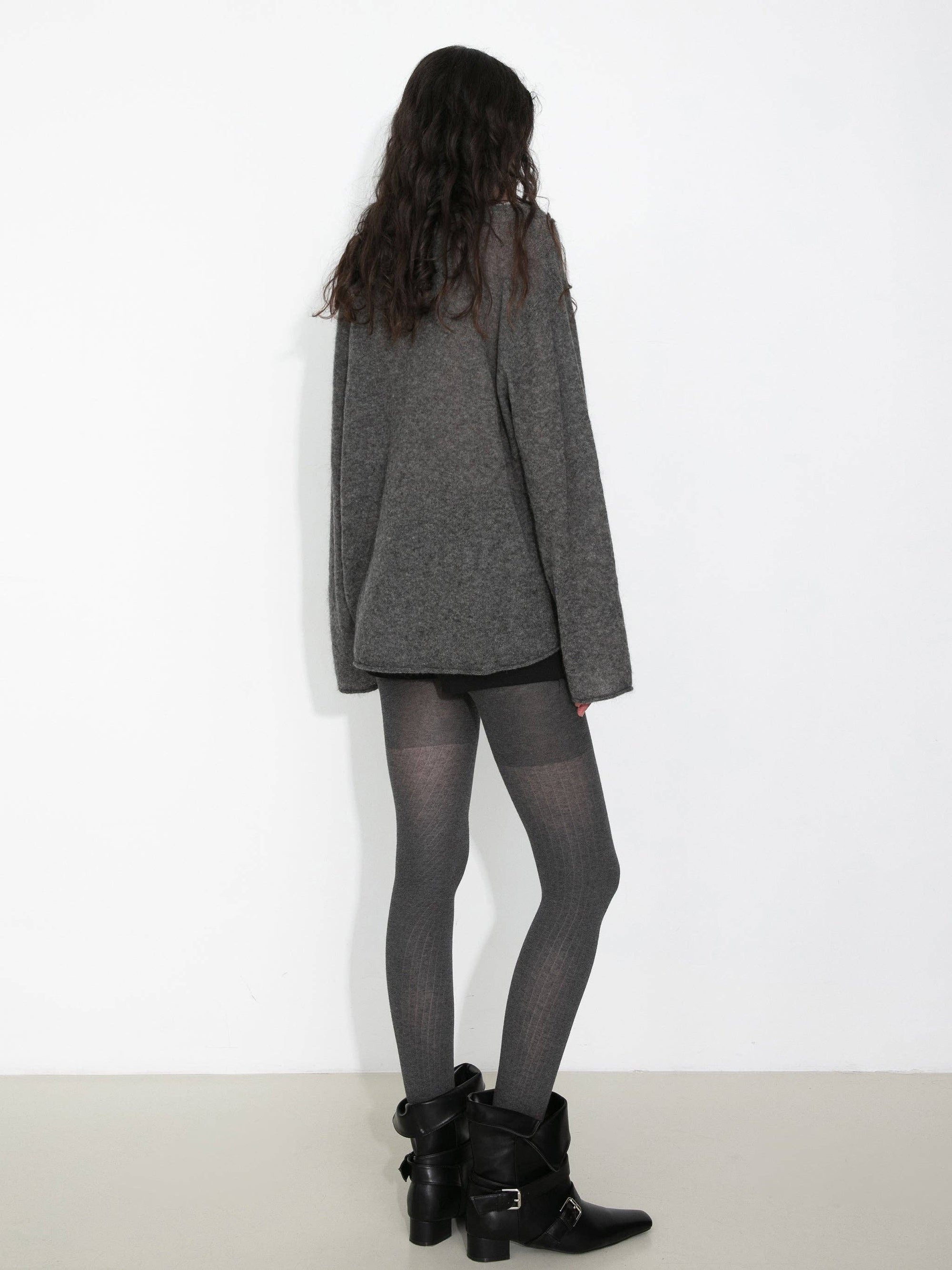 Cubic | Wool Relaxed Long Sleeve Henley in Smoke