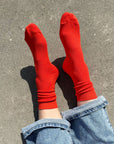 Bondoodle - Everyday Cotton Crew Socks in Tomato Red - Hey Jude
