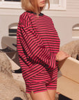 Après June | Striped Long Sleeve in AJ Pink + Brown - Hey Jude