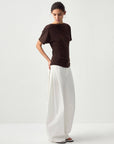 CUBIC - CUBIC Lyocell Blend Off-Shoulder Fitted Top: Brown / UN - Hey Jude