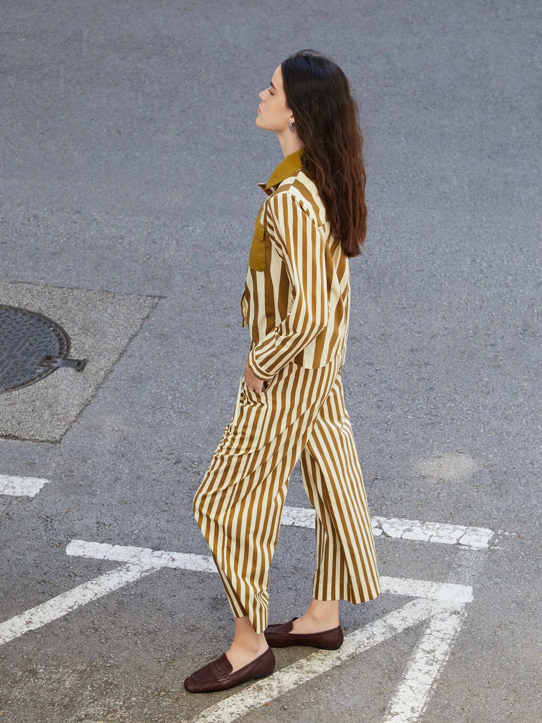 Carmen Says | Caramel Striped Cotton Pant