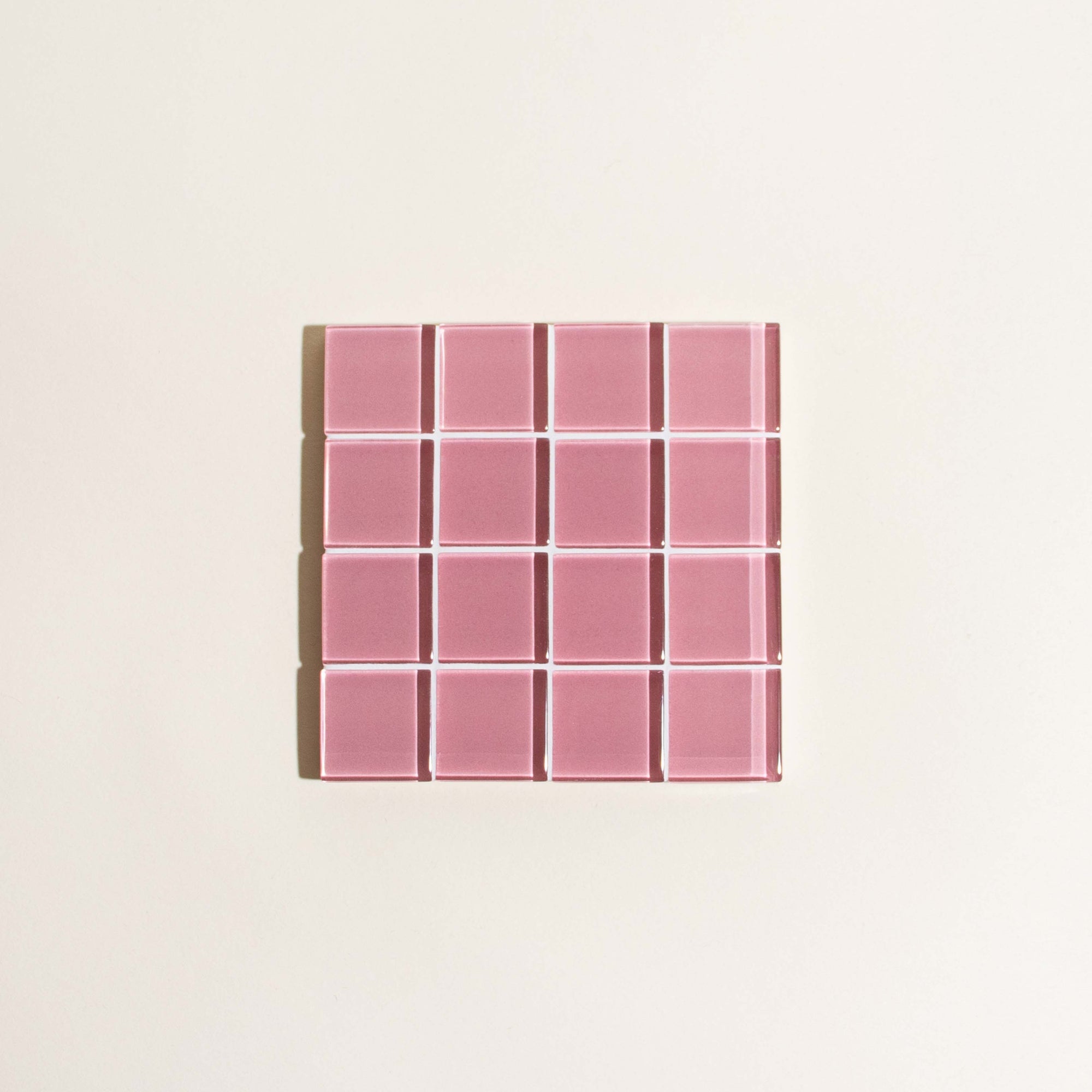Subtle Art Studios | Glass Tile Coaster in Pink - Hey Jude