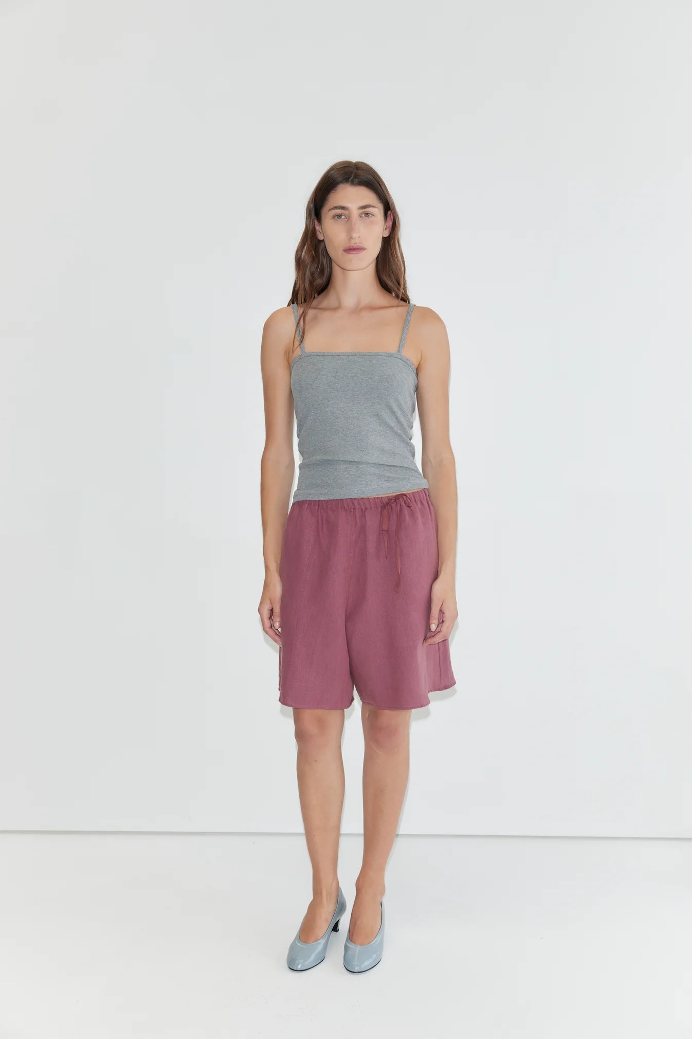 Deiji Studios | Half Linen Shorts in Brick