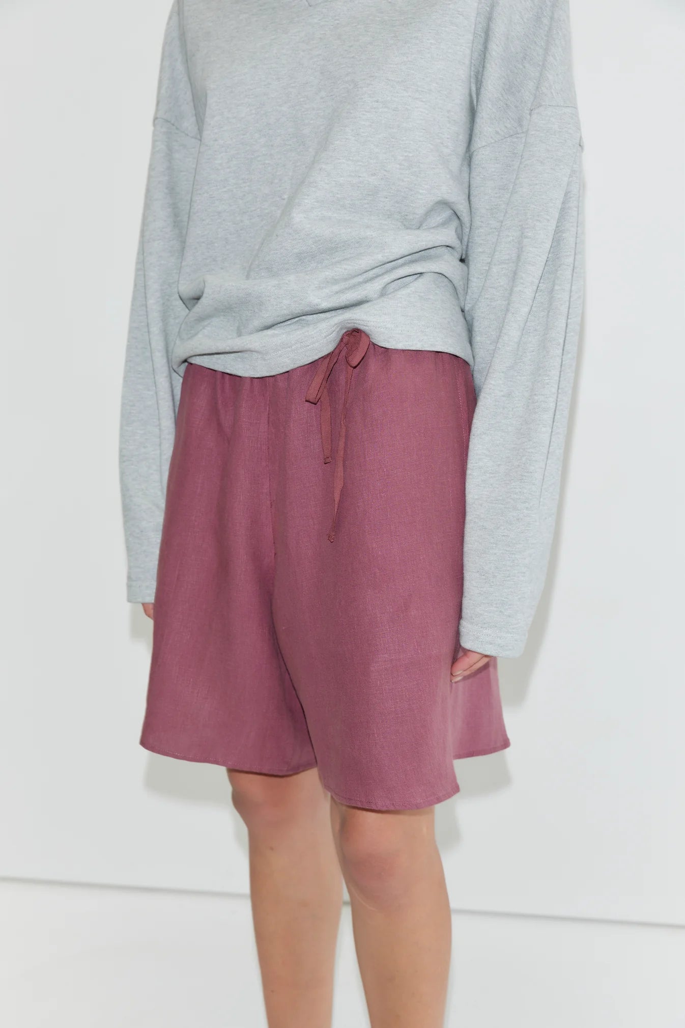 Deiji Studios | Half Linen Shorts in Brick