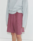 Deiji Studios | Half Linen Shorts in Brick