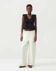 CUBIC - CUBIC Ruffle V-Neck Sleeveless Blouse: Black / S - Hey Jude