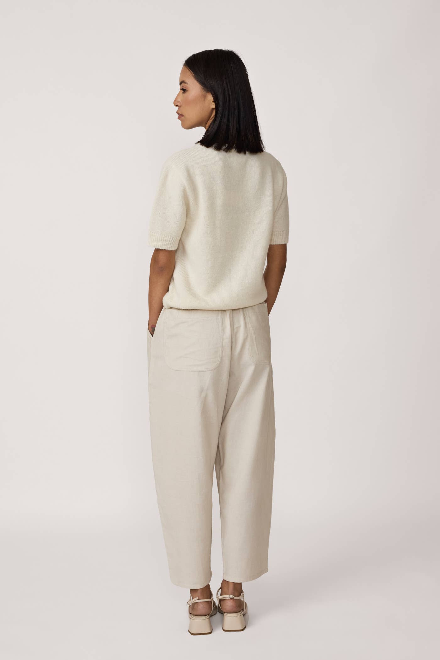 LAUDE the Label | Barrel Leg Corduroy Pant in Ivory