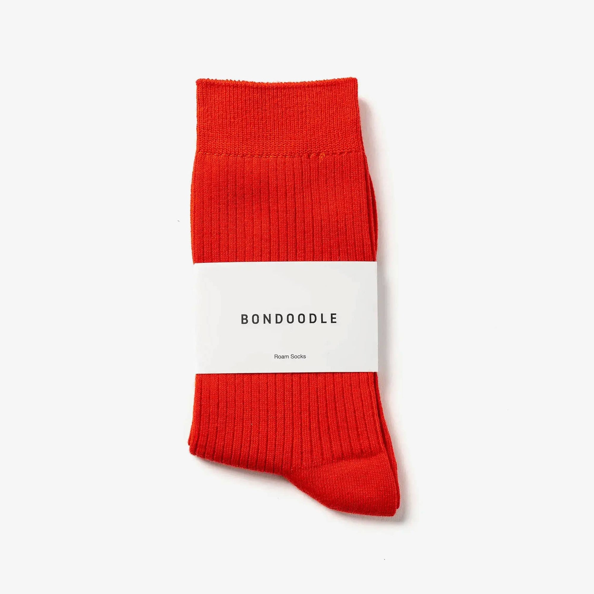 Bondoodle - Everyday Cotton Crew Socks in Tomato Red - Hey Jude