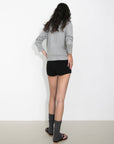Cubic | Wool Funnel Neck Knit Cardigan in Gray