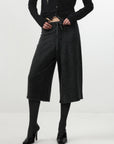 CUBIC | Ribbed Wool Knit Culottes in Dark Gray