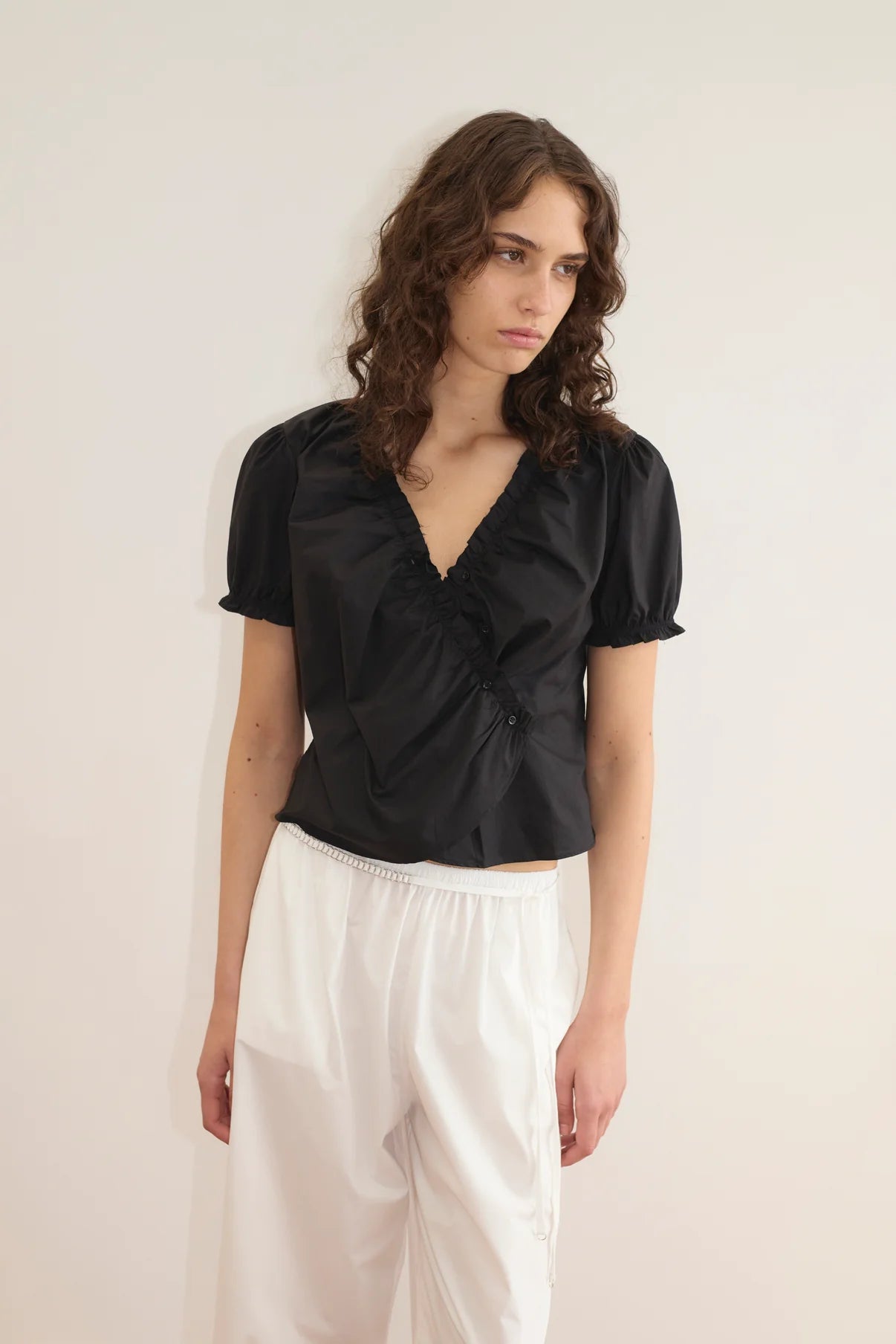 Deiji Studios | Cross Frill Top in Black - Hey Jude