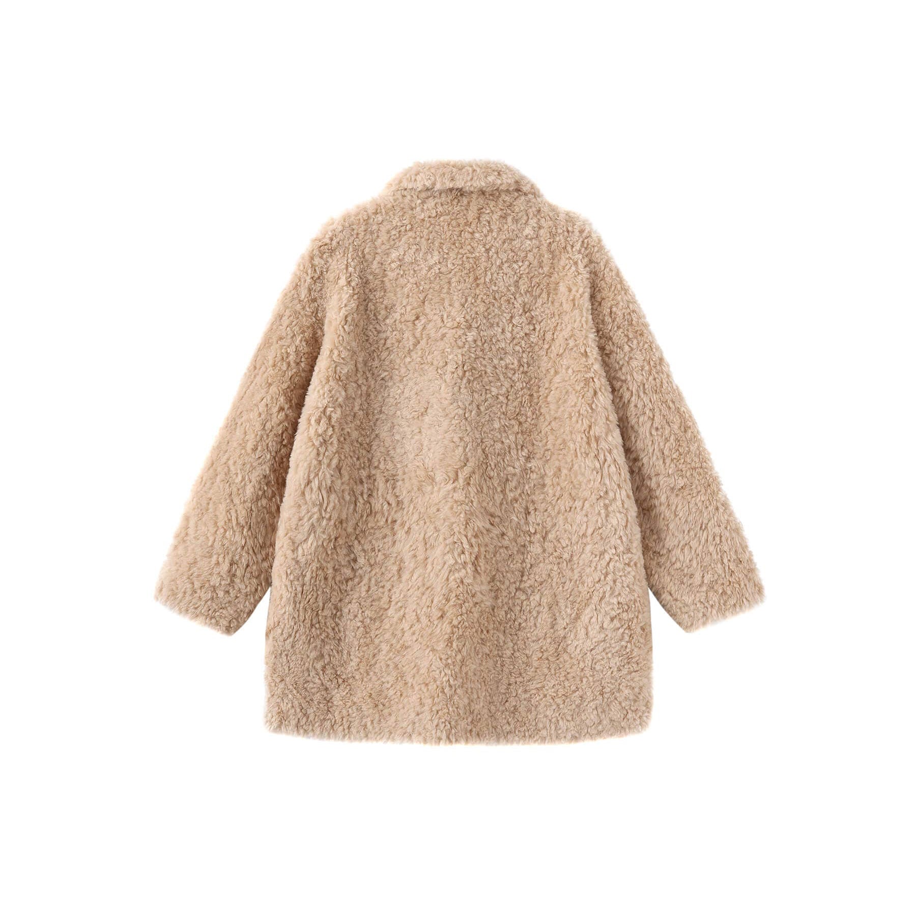 Cubic | High Collar Furry Wool Coat in Antique White