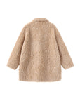 Cubic | High Collar Furry Wool Coat in Antique White
