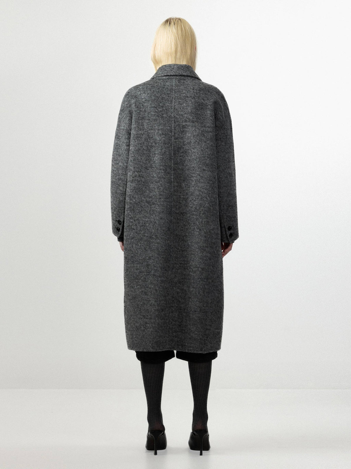 CUBIC | Minimalist Wool, Alpaca + Silk Coat in Smoke Gray