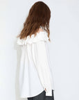 CUBIC - 3D Ruffle Collar Long Sleeve Cotton Blouse: White / UN - Hey Jude