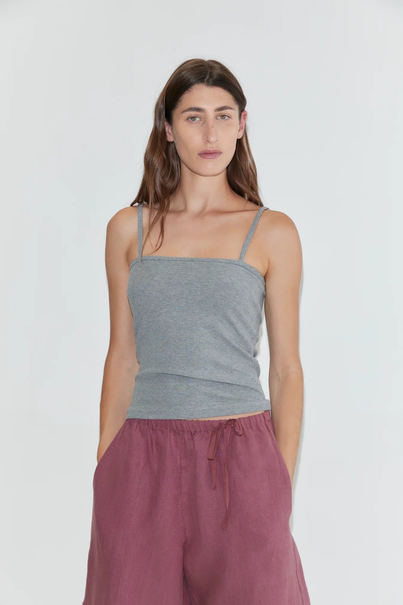 Deiji Studios | Half Linen Shorts in Brick