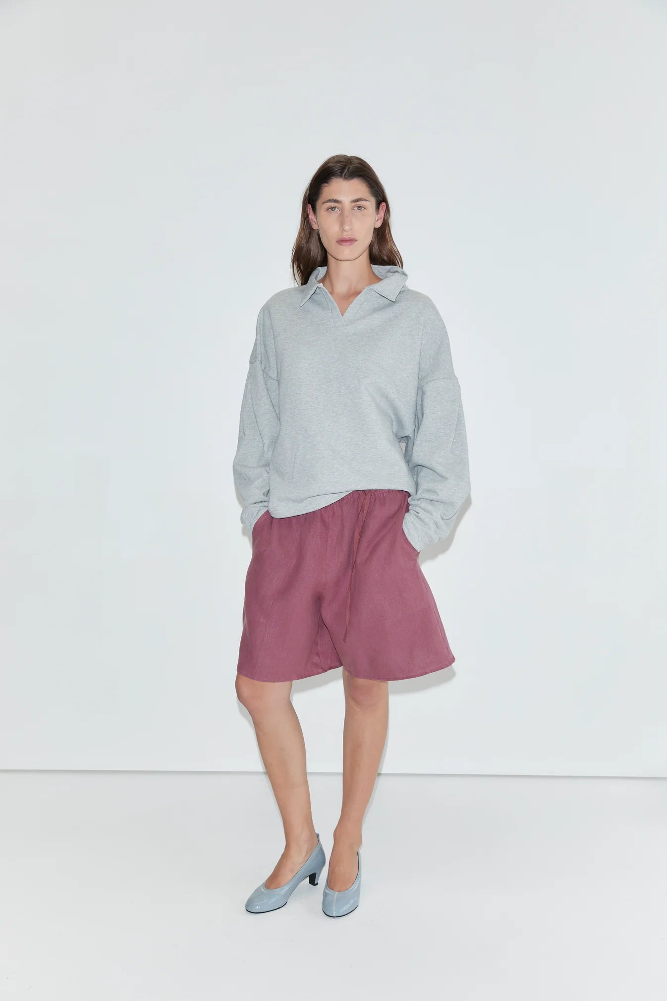 Deiji Studios | Half Linen Shorts in Brick