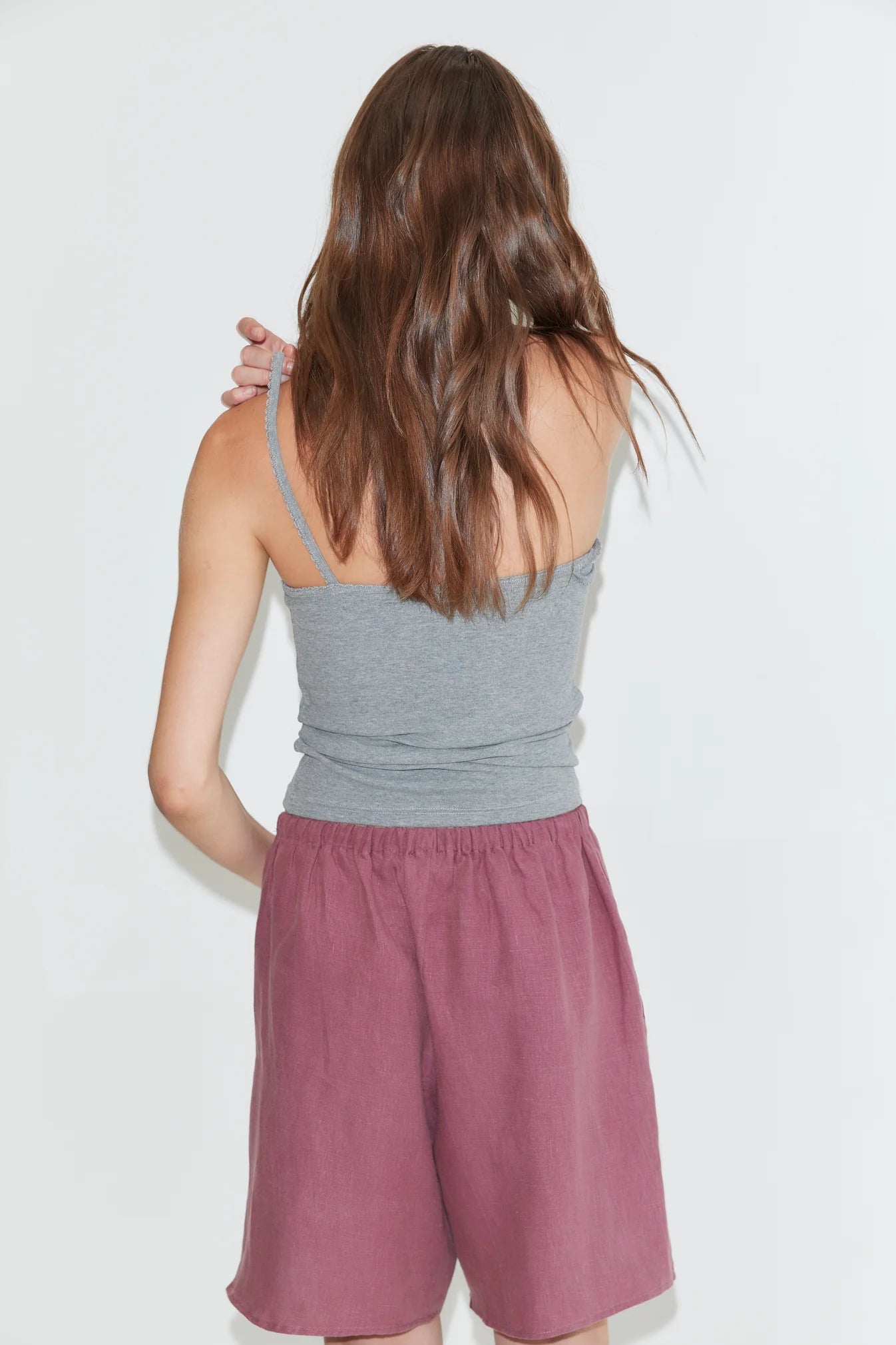 Deiji Studios | Half Linen Shorts in Brick