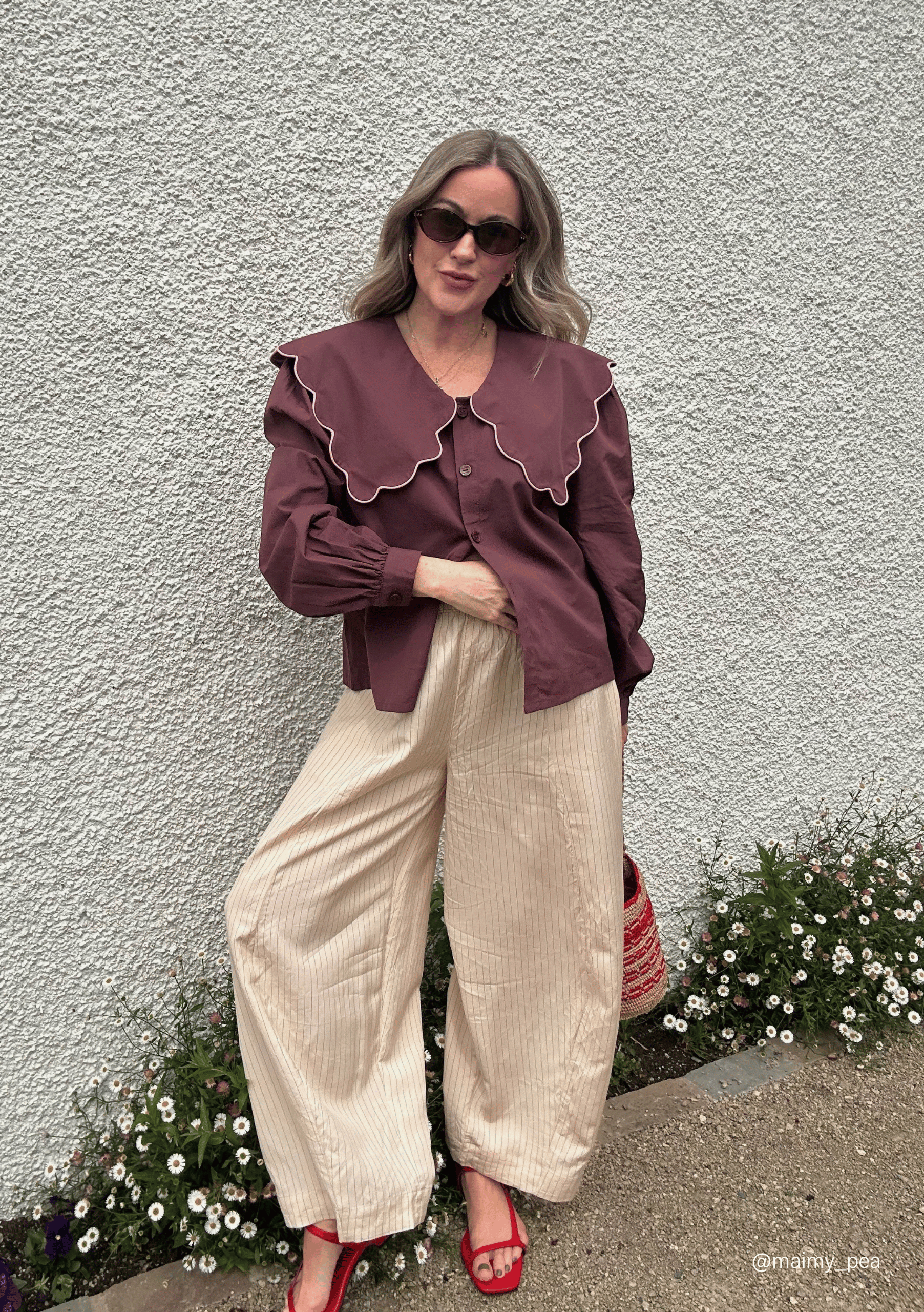 TBCo - Cotton Shirt in Brown Scallop: S - Hey Jude