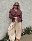 TBCo - Cotton Shirt in Brown Scallop: S - Hey Jude
