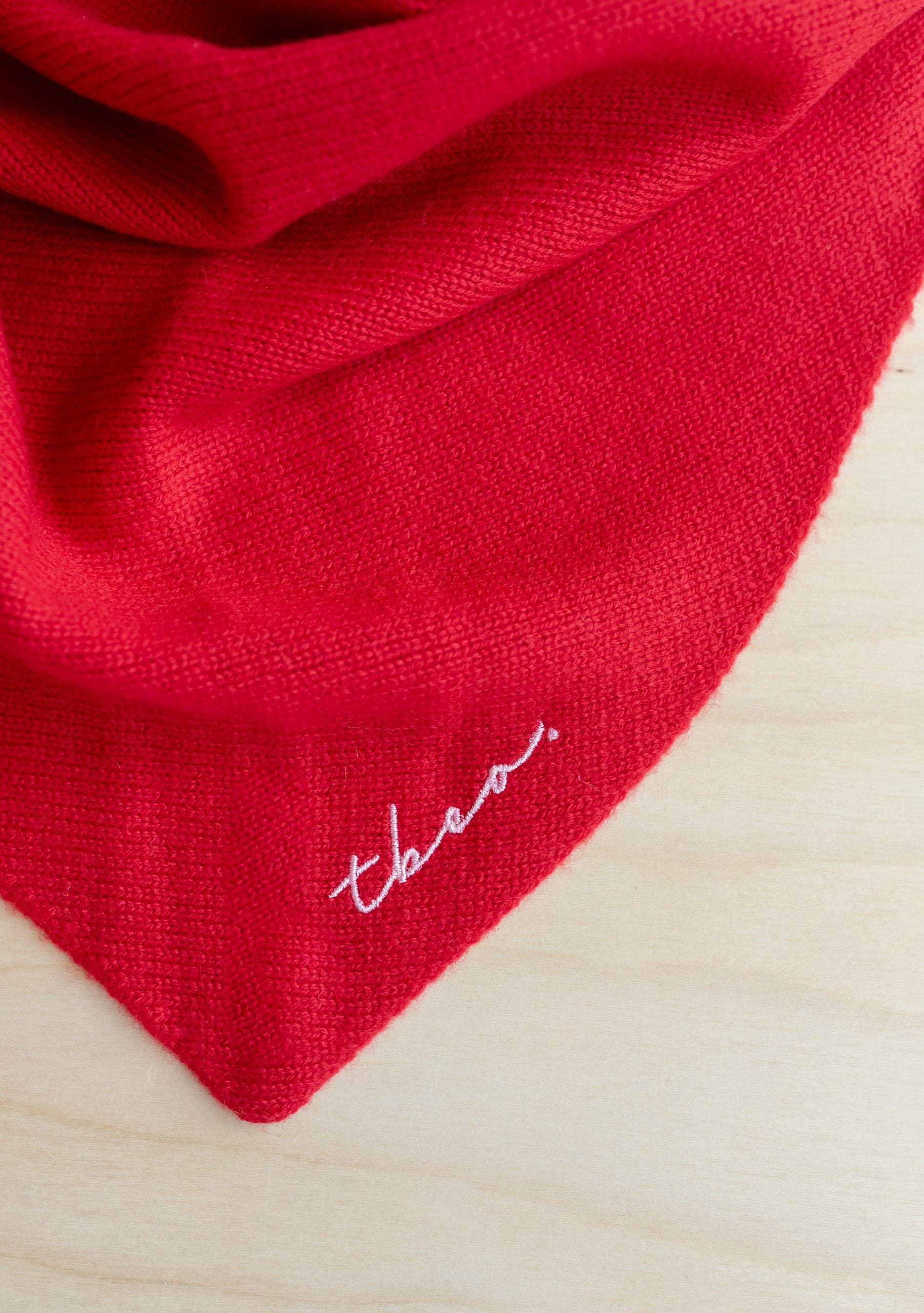 TBCo | Large Merino Triangle Scarf in Red