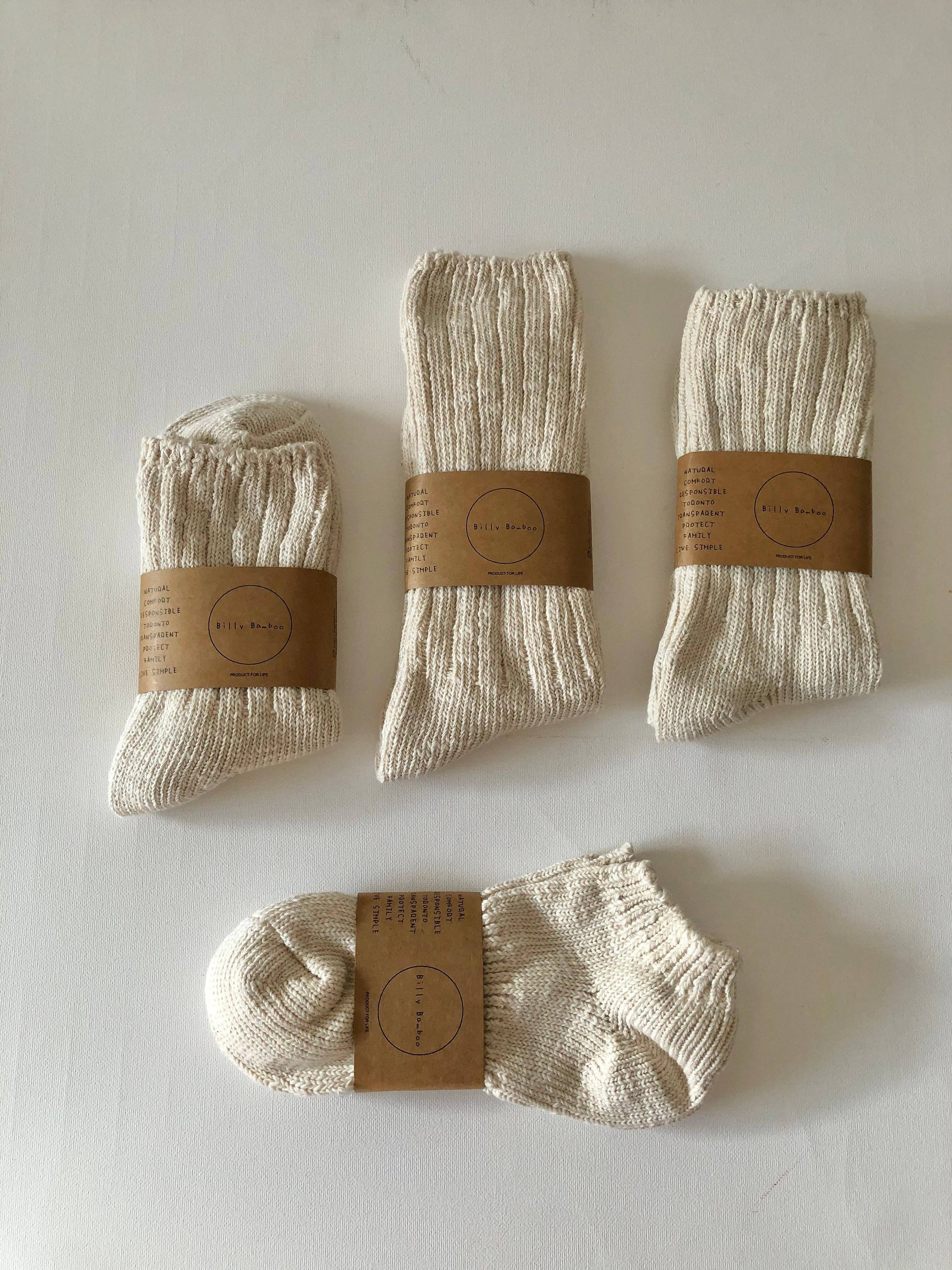 Billy Bamboo | Natural Organic Cotton Slub Socks