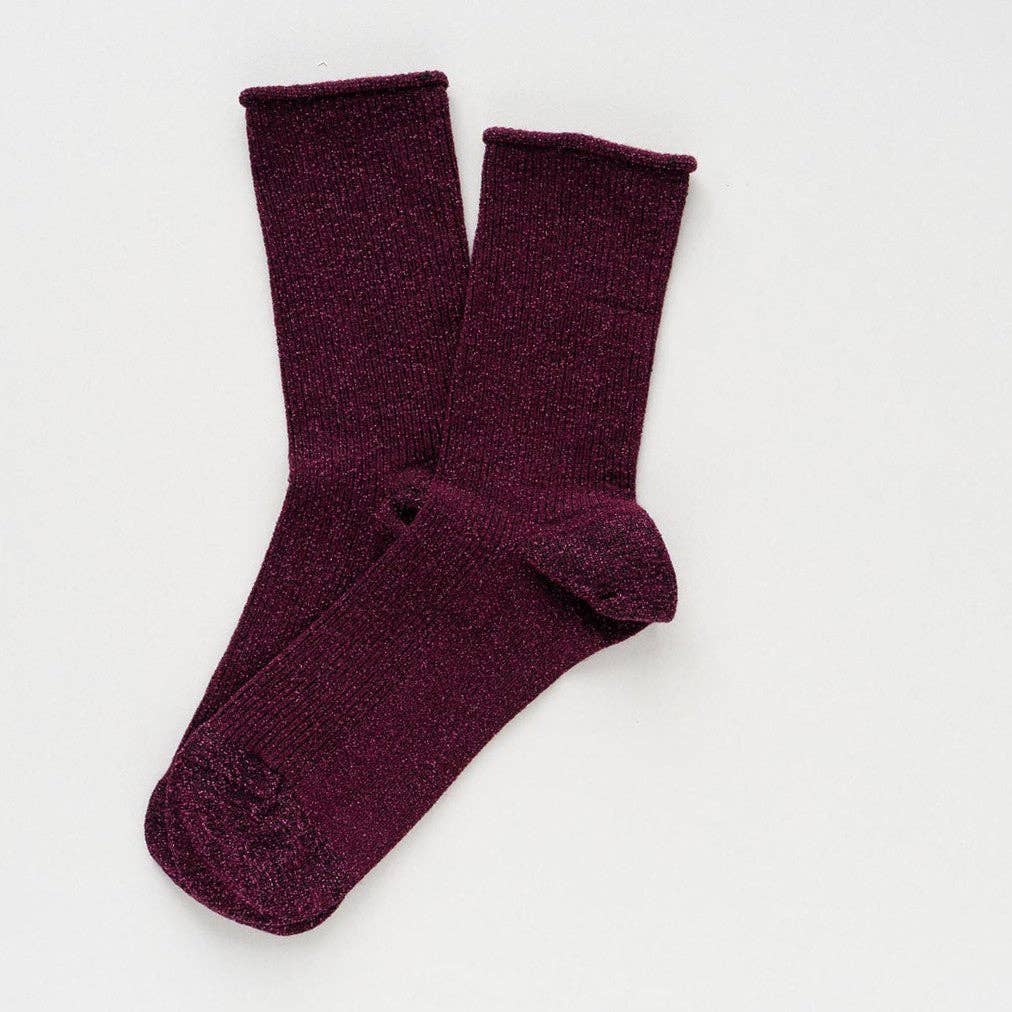 KLUE - KLUE Glitter Lurex socks in eco-friendly Lyocell | Burgundy wine: 36-40 - Hey Jude