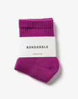 Bondoodle - Short Ribbed Sport Ankle Socks in Raspberry Pink - Hey Jude