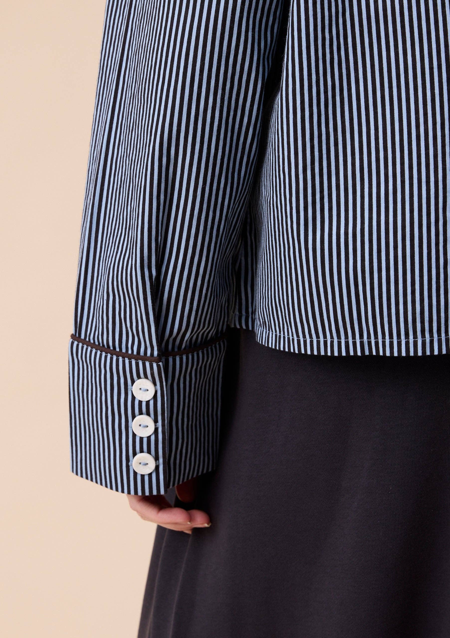 TBCo - Cotton Shirt in Blue Stripe: S - Hey Jude