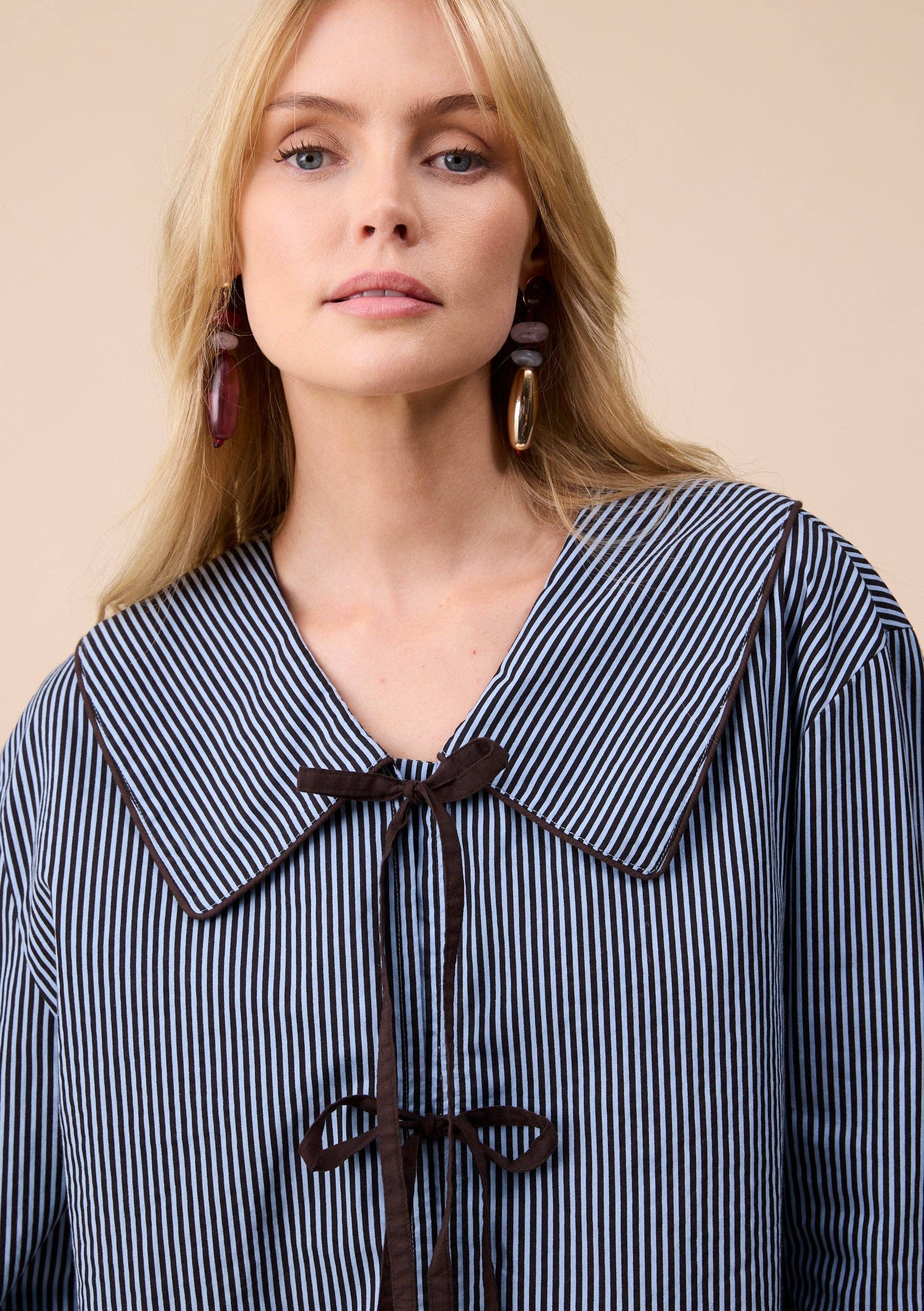 TBCo - Cotton Shirt in Blue Stripe: S - Hey Jude