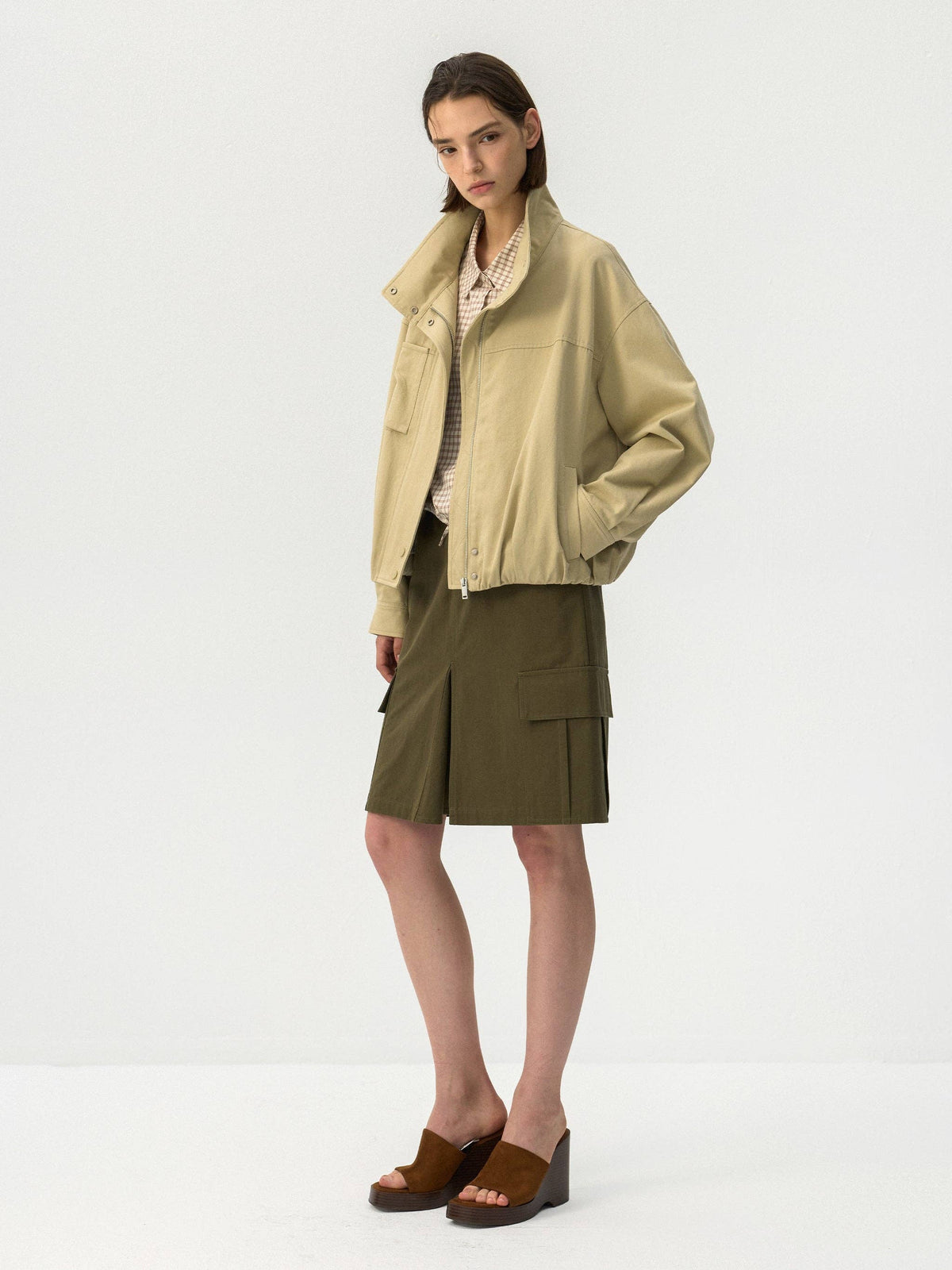 Cubic | Utility Funnel Jacket in Khaki