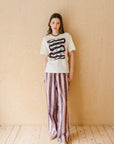 TBCo - Cotton Trousers in Pink & Burgundy Stripe: M - Hey Jude