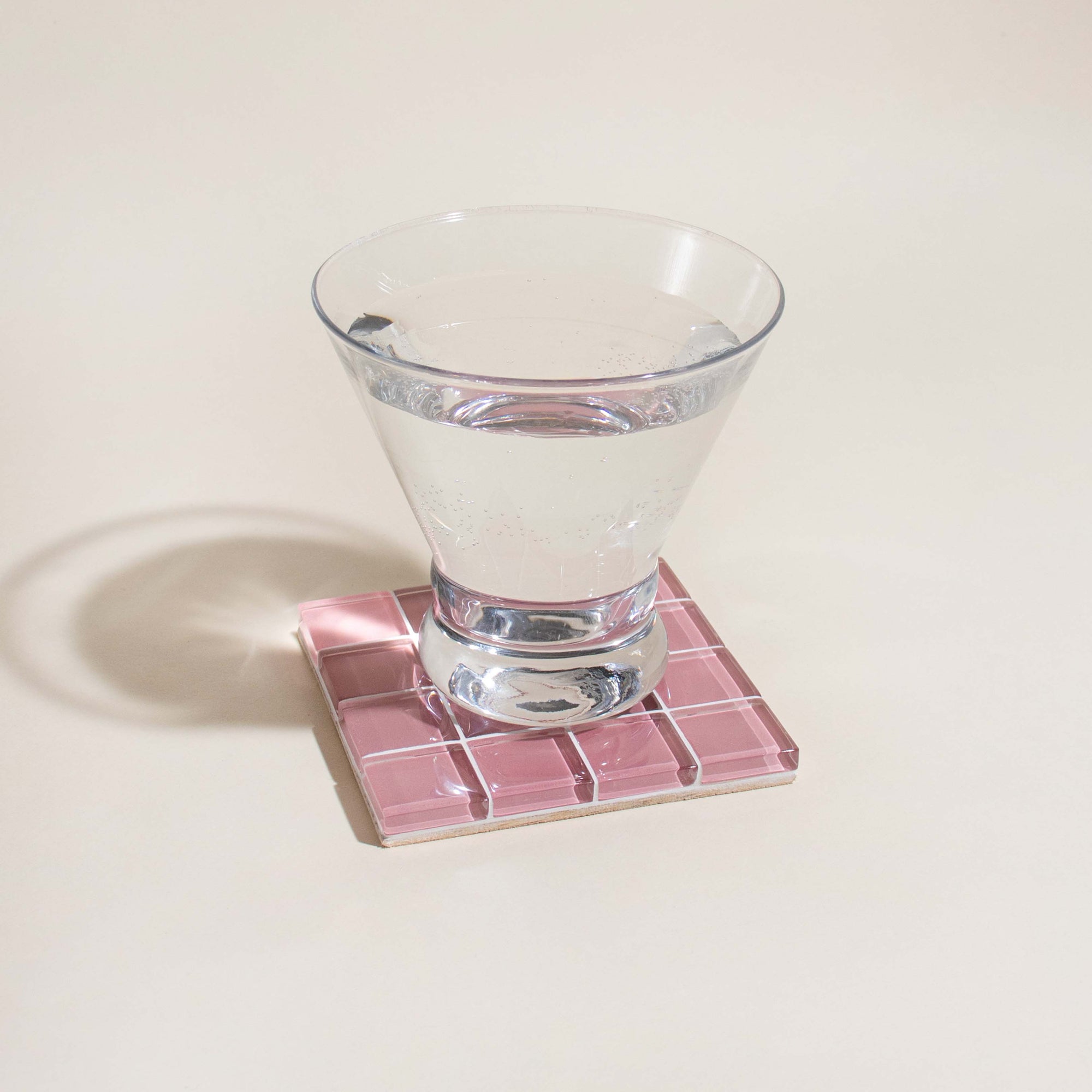 Subtle Art Studios | Glass Tile Coaster in Pink - Hey Jude