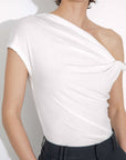 CUBIC - Slim-Fit One-Shoulder T-Shirt: White / UN - Hey Jude