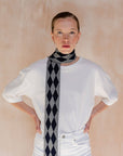 TBCo | Merino Wool Skinny Scarf in Charcoal Harlequin